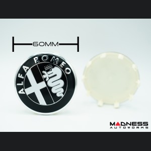 Alfa Romeo Wheel Center Caps - set of 4 - Black/ Silver - 60mm - V1